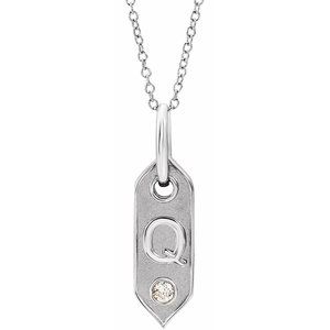 Ladies Natural Diamond Initial Q Necklace (I1, H+) — 14K White Gold