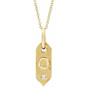 Ladies Natural Diamond Initial Q Necklace (I1, H+) — 14K Yellow Gold