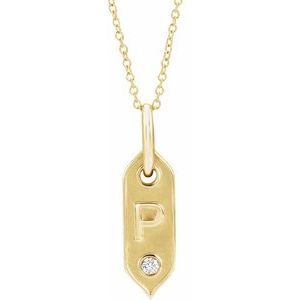 Ladies Natural Diamond Initial P Necklace (I1, H+) — 14K Yellow Gold