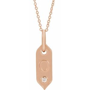 Ladies Natural Diamond Initial O Necklace (I1, H+) — 14K Rose Gold