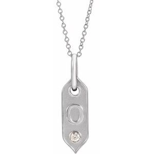 Ladies Natural Diamond Initial O Necklace (I1, H+) — 14K White Gold