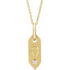 Ladies Natural Diamond Initial O Necklace (I1, H+) — 14K Yellow Gold