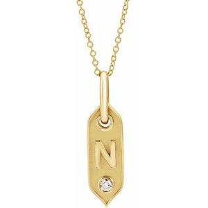 Ladies Natural Diamond Initial N Necklace (I1, H+) — 14K Yellow Gold