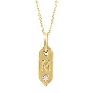Ladies Natural Diamond Initial M Necklace (I1, H+) — 14K Yellow Gold