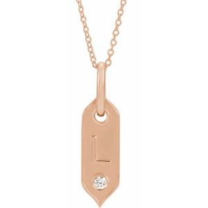 Ladies Natural Diamond Initial L Necklace (I1, H+) — 14K Rose Gold
