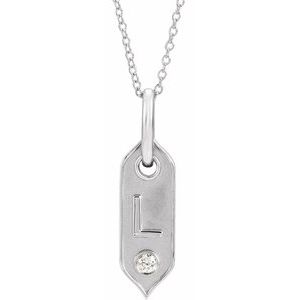 Ladies Natural Diamond Initial L Necklace (I1, H+) — 14K White Gold