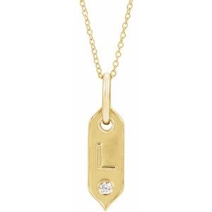 Ladies Natural Diamond Initial L Necklace (I1, H+) — 14K Yellow Gold