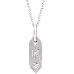 Ladies Natural Diamond Initial K Necklace (I1, H+) — 14K White Gold