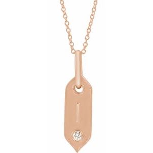 Ladies Natural Diamond Initial I Necklace (I1, H+) — 14K Rose Gold