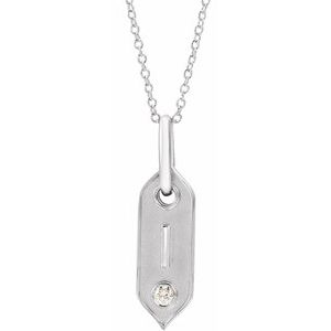 Ladies Natural Diamond Initial I Necklace (I1, H+) — 14K White Gold
