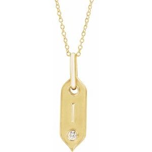 Ladies Natural Diamond Initial I Necklace (I1, H+) — 14K Yellow Gold