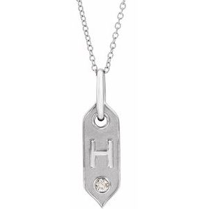 Ladies Natural Diamond Initial H Necklace (I1, H+) — 14K White Gold