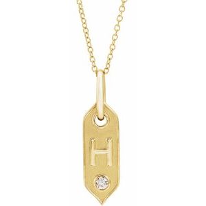 Ladies Natural Diamond Initial H Necklace (I1, H+) — 14K Yellow Gold