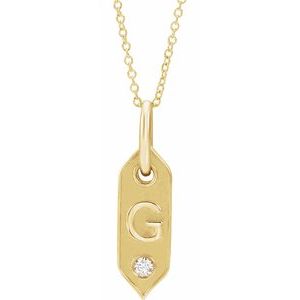 Ladies Natural Diamond Initial G Necklace (I1, H+) — 14K Yellow Gold