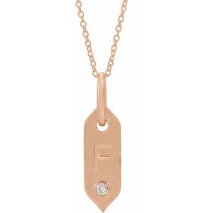 Ladies Natural Diamond Initial F Necklace (I1, H+) — 14K Rose Gold