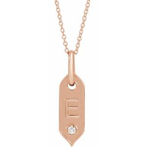 Ladies Natural Diamond Initial E Necklace (I1, H+) — 14K Rose Gold