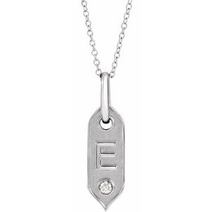 Ladies Natural Diamond Initial E Necklace (I1, H+) — 14K White Gold