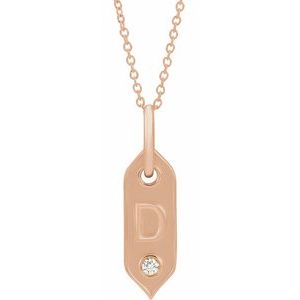 Ladies Natural Diamond Initial D Necklace (I1, H+) — 14K Rose Gold