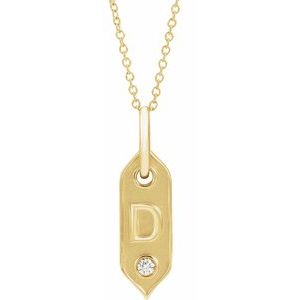 Ladies Natural Diamond Initial D Necklace (I1, H+) — 14K Yellow Gold