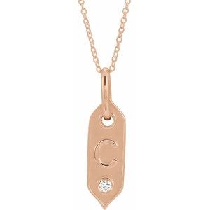 Ladies Natural Diamond Initial C Necklace (I1, H+) — 14K Rose Gold