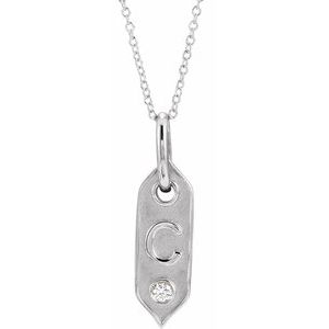 Ladies Natural Diamond Initial C Necklace (I1, H+) — 14K White Gold