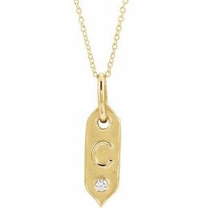 Ladies Natural Diamond Initial C Necklace (I1, H+) — 14K Yellow Gold