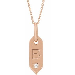 Ladies Natural Diamond Initial B Necklace (I1, H+) — 14K Rose Gold