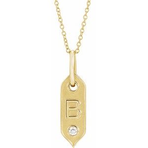 Ladies Natural Diamond Initial B Necklace (I1, H+) — 14K Yellow Gold