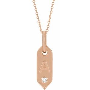 Ladies Natural Diamond Initial A Necklace (I1, H+) — 14K Rose Gold