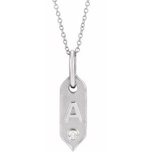 Ladies Natural Diamond Initial A Necklace (I1, H+) — 14K White Gold
