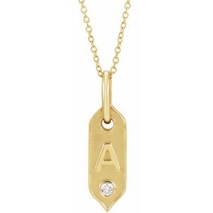 Ladies Natural Diamond Initial A Necklace (I1, H+) — 14K Yellow Gold