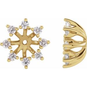 Ladies 6 mm ID Natural Diamond Earring Jackets — 14K Yellow Gold
