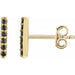 Ladies Natural Black Diamond Bar Earrings — 14K Yellow Gold