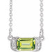 Ladies Natural Peridot Natural Diamond Bar Necklace (I1, G-H) — Sterling Silver