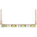 Ladies Natural Peridot Natural Diamond Bar Necklace (I1, G-H) — 14K Rose Gold