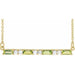 Ladies Natural Peridot Natural Diamond Bar Necklace (I1, G-H) — 14K Yellow Gold
