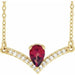 Ladies Natural Mozambique Garnet Natural Diamond Necklace (I1, G-H) — 14K Yellow Gold