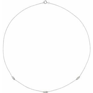Ladies Natural Diamond 3-Station Necklace (I1, H+) — 14K White Gold