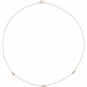 Ladies Natural Diamond 3-Station Necklace (I1, H+) — 14K Rose Gold