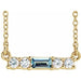 Ladies Natural Aquamarine Natural Diamond Necklace (I1, G-H) — 14K Yellow Gold
