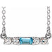 Ladies Natural Blue Zircon Natural Diamond Necklace (I1, G-H) — Sterling Silver