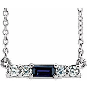 Ladies Natural Blue Sapphire Natural Diamond Necklace (Si2-Si3, G-H) — Platinum