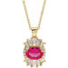 Ladies Natural Pink Tourmaline Natural Diamond Necklace (I1, G-H, Ghi) — 14K Yellow Gold