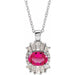 Ladies Natural Pink Tourmaline Natural Diamond Necklace (I1, G-H, Ghi) — Sterling Silver