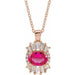 Ladies Natural Pink Tourmaline Natural Diamond Necklace (I1, G-H, Ghi) — 14K Rose Gold