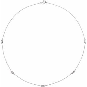 Ladies Natural Diamond 5-Station Necklace (I1, H+) — 14K White Gold
