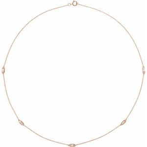 Ladies Natural Diamond 5-Station Necklace (I1, H+) — 14K Rose Gold