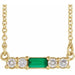 Ladies Natural Emerald Natural Diamond Necklace (I1, G-H) — 14K Yellow Gold