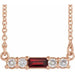 Ladies Natural Mozambique Garnet Natural Diamond Necklace (I1, G-H) — 14K Rose Gold
