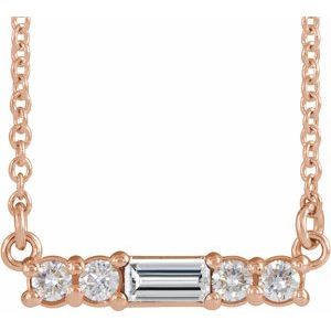 Ladies Natural Diamond Necklace (I1, G-H) — 14K Rose Gold